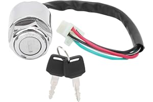 Universal Ignition Key Switch, Motorcycle Electric Bike Ignition Lock Starter Switch Set with 2 Keys Replacement for ATV Mini