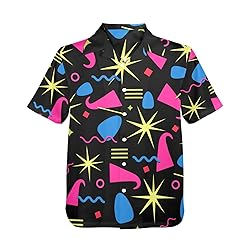 HUGLAZY 80s 90s Shirt for Men Hawaiian Shirts Short