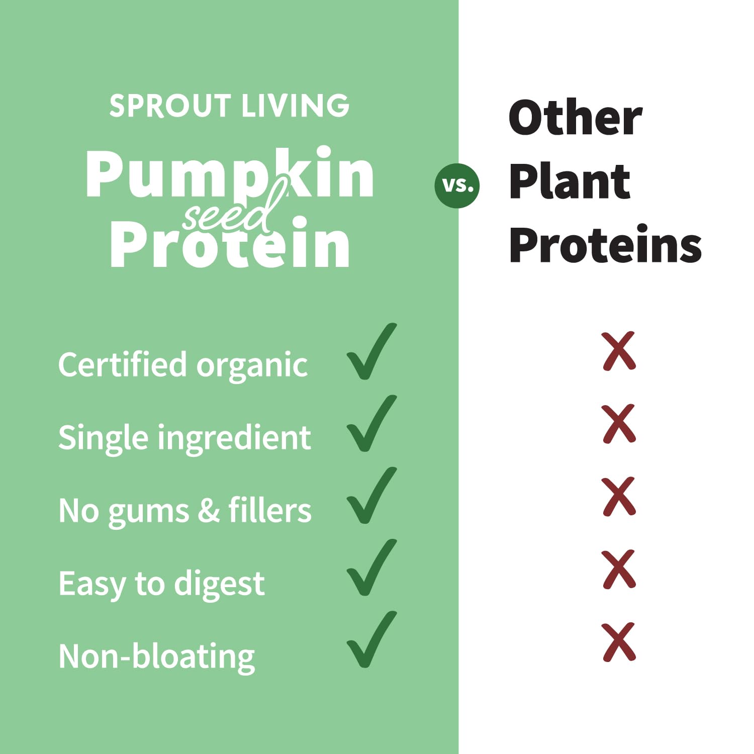 Sprout Living Organic Pumpkin Seed Protein Powder, Unflavored, 20 Grams of Plant Based Protein Powder Without Artificial Sweeteners, Non Dairy, Non-GMO, Vegan, Gluten Free (1 Pound, 15 Servings)