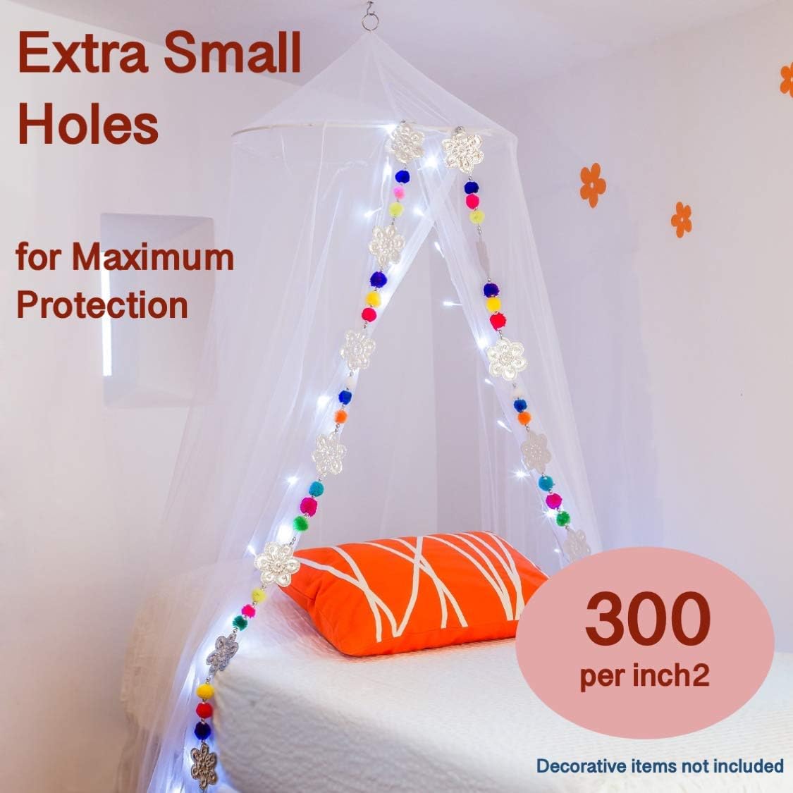 EVEN NATURALS Luxury Mosquito Net Bed Canopy, Large: for Single to Queen Size, Quick Easy Installation, Finest Holes: Mesh 300, Curtain Netting with Entry, Storage Bag, No Chemicals Added: Sports & Outdoors