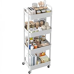 Sywhitta 4-Tier Plastic Rolling Utility Cart with