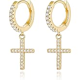 Gold Huggie Hoop Earrings Crystal Green Drop Earrings