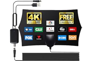 SYENGKKY TV Antenna, TV Antenna for Local Channels, TV Antenna Indoor with 400+ Miles Range, 2024 Upgraded Digital Antenna for Smart TV Indoor with Amplifier Signal Booster, Support 4K 1080p All TVs,16ft Cable