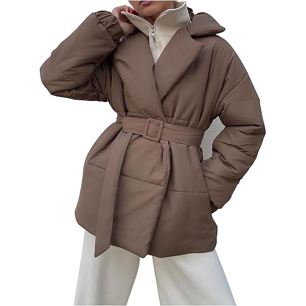 Amazon.com: HGps8w Women Quilted Trench Coat with Belt Fashion