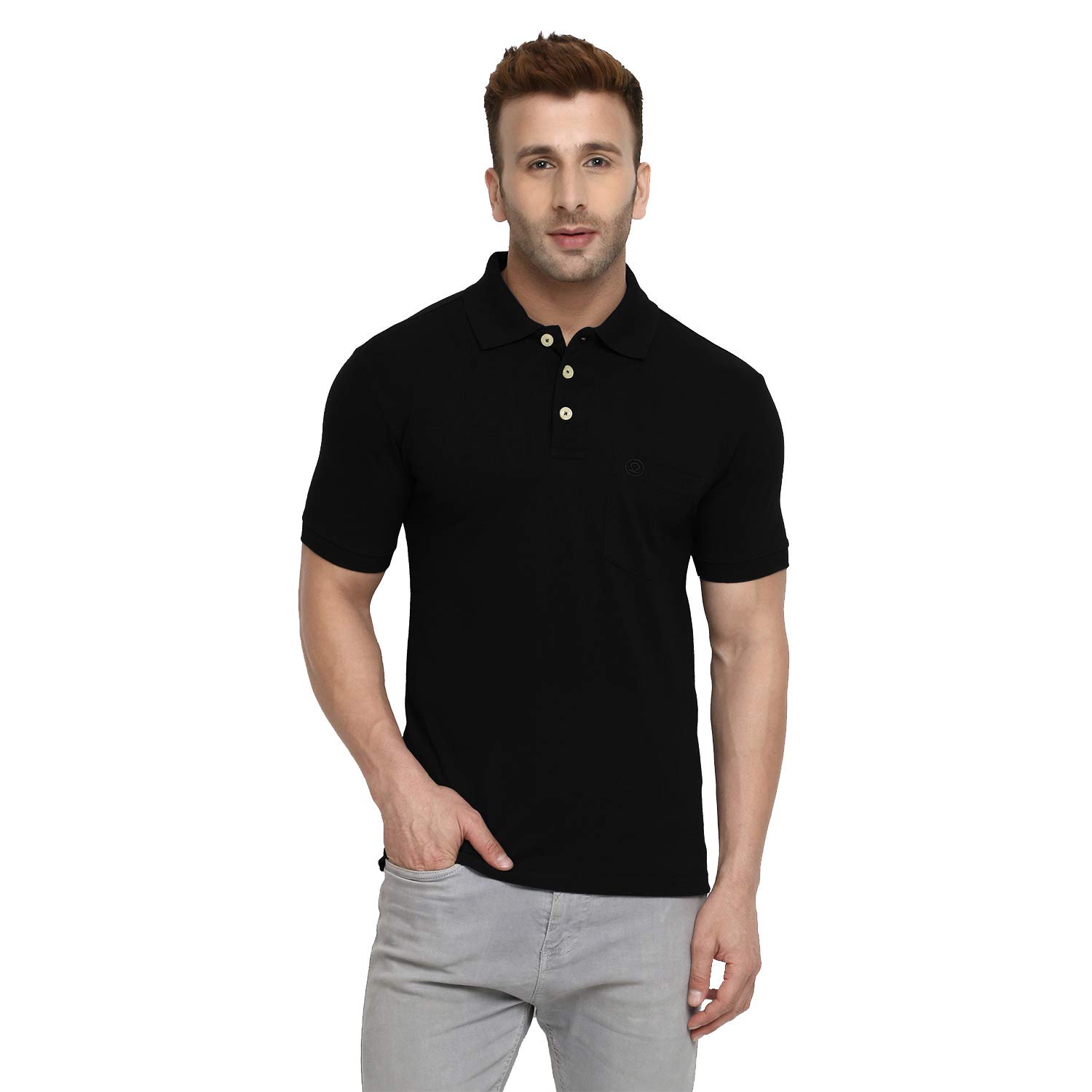 chkokko half sleeve plain causal polo cotton collar tshirts for men with pocket
