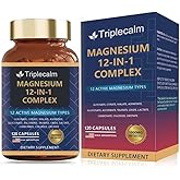Magnesium Complex 12 in 1 Supplement - 12 Elemental 1000mg - Magnesium Glycinate, Citrate, Malate, Taurate - High Absorption,for Muscle, Nerve & Sleep Support - 120 Capsules