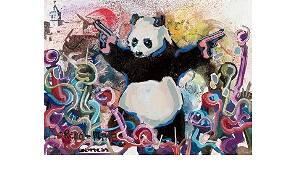 Oso Panda Armado Banksy Tribute Pintura Original Hecha A Mano Amazon Es Productos Handmade