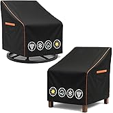 BRUXOLAY Outdoor Waterproof Patio Chair Covers, Heavy Duty Oxford Coating Weather Resistant Patio Furniture Covers 600D 30W x 34D x 36H inches 2-Pack, Black