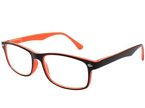 Tboc Occhiali Da Vista Lettura Presbiopia Graduati 150 Diottrie Montatura Bicolore Arancione E Nera Fashion Leggeri Quadrati Da Vicino Per