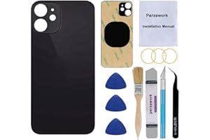 Perzework OEM Rear Back Glass Replacement for iPhone 12 6.1 inches with Reparing Toolkit and Pre-Installed Adhesive (Black)