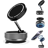 QIYUDA Vacuum Suction Phone Holder Magnet, 360° Adjustable Foldable Portable Vacuum Magnetic Phone Mount Stand (Black)