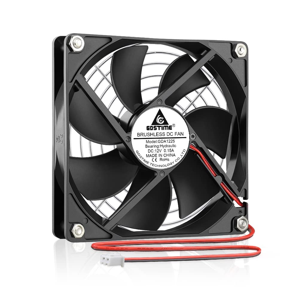 GDSTIME 120mm x 25mm Axial Cooling Fan 12V 1800RPM - High Airflow Computer Case Fan for PC/PSU/Chassis Cabinet - 2-Pin Hydraulic Bearing Long Lifespan