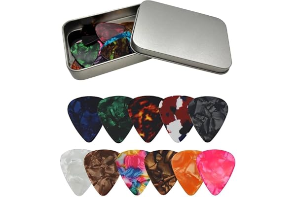Guitar Picks 24 Pcs Plectrum for Electric, Acoustic, or Bass Guitar (Celluloid)