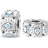 LONGLUCK 925 Sterling Silver Stopper Clip Charms for Bracelet Necklace Spacer Beads with 5A Cubic Zirconia Mother's Day Christmas DIY Gift for Women(2PCS)
