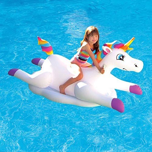 NEW Cloud Rider Rainbow Unicorn Inflatable Ride-On Pool Float by Nue Boss