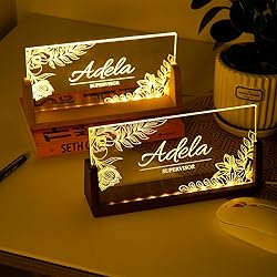 Personalized Light Up Desk Name Plate | New Job