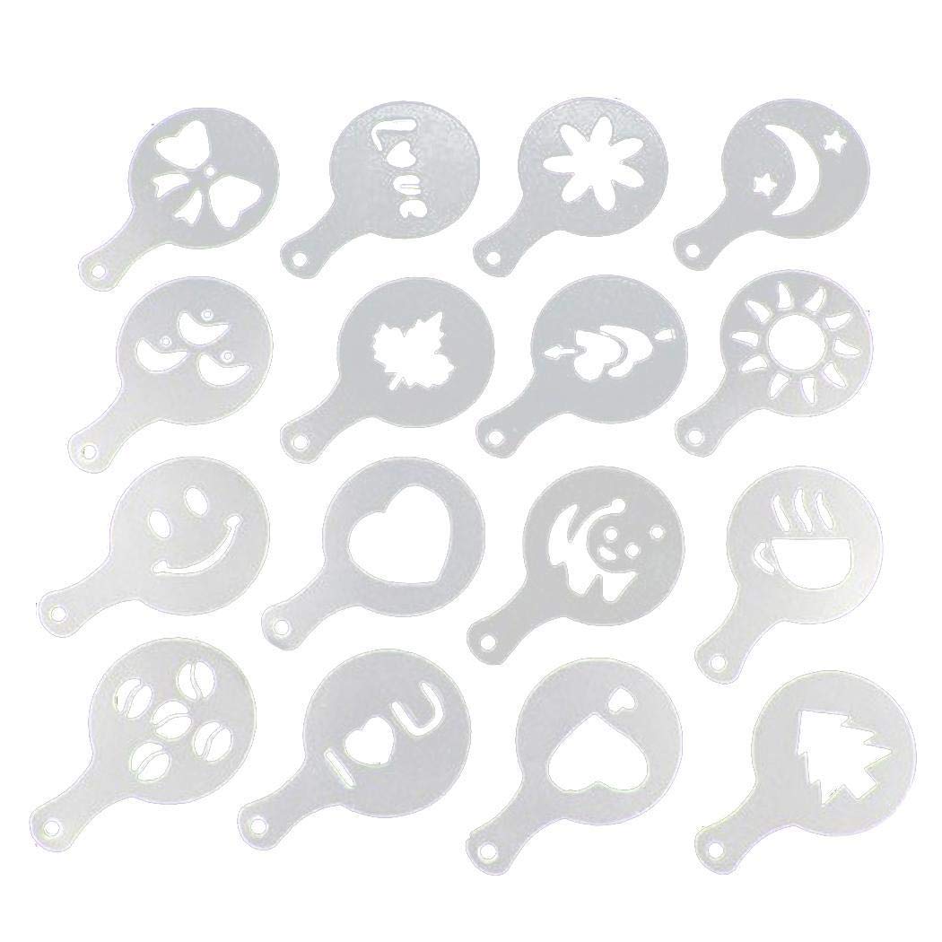 Fanala 16Pcs Cappuccino Coffee Stencils Templates Strew Flowers Duster Spray Model Pad Outdoor Cooking Tools & Accessories