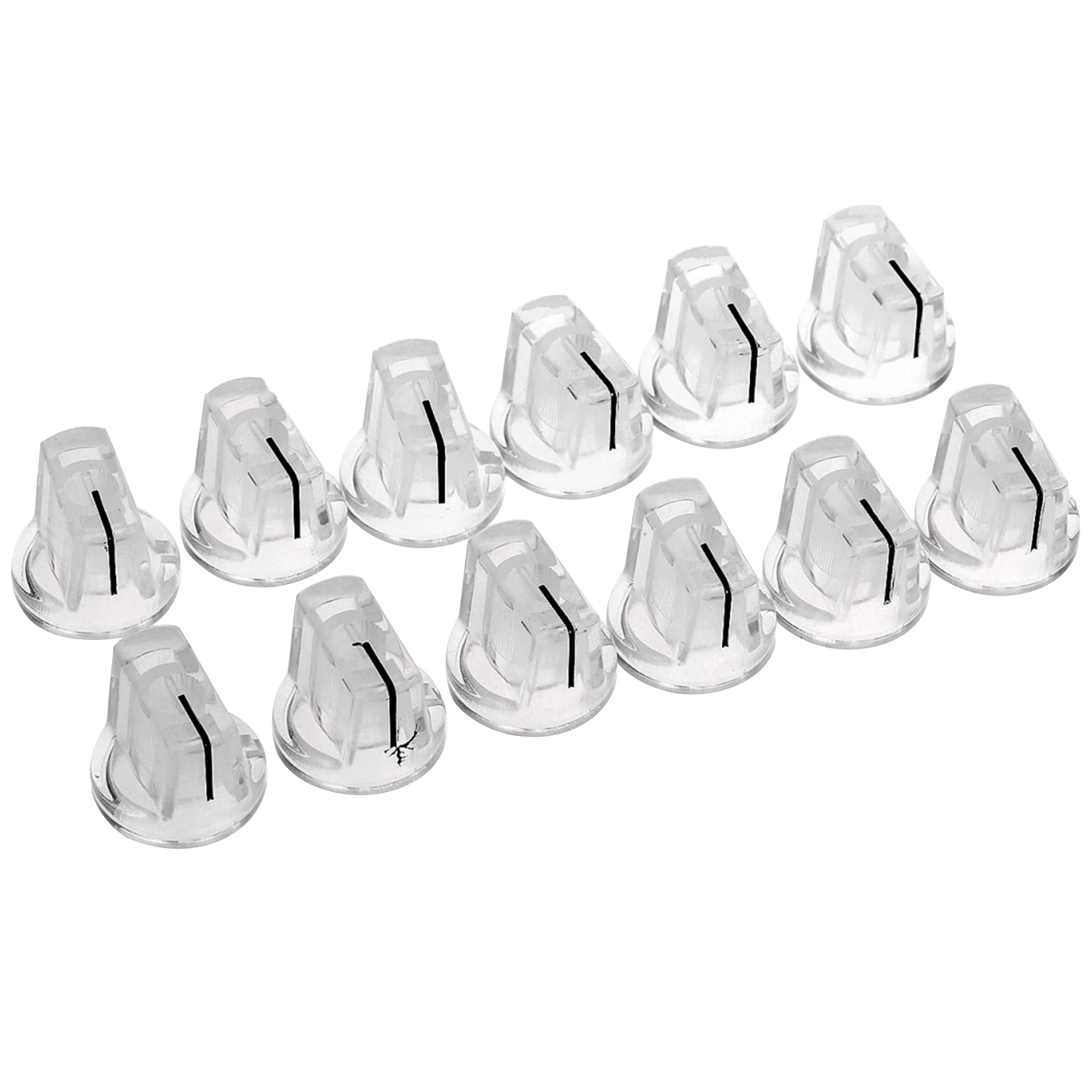 Musiclily Pro Universal Fitting Inch/Metric Size Plastic Guitar AMP Effect Pedal Knobs Pointer Amplifier Knobs, Transparent (Set of 12)