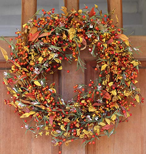 The Wreath Depot Appalachia Berry Silk Fall Door Wreath, 22 inch, Beautiful White Gift Box Included - Thumbnail 5