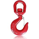 5 Ton Swivel Lifting Hook Heavy Duty, Round Rotating Hook with Safety Latch 3/4" Trade, 11023lbs Load Capacity, G80 Crane Swivel Hook Hoist Swivel Eye Hook for Industry, Ship, Building