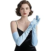 THARAHT Women Long Gloves with Satin Elbow Length for 1920s Opera Tea Party Costumes Bridal Evening Dress