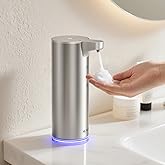 SUNLY Automatic Foam Soap Dispenser, 0.2s Fast Sensor, USB-C Rechargeable, Smudge-Resistant Stainless Steel, Touchless Liquid & Foaming Soap Dispenser for Bathroom, Kitchen, Hotel, Silver