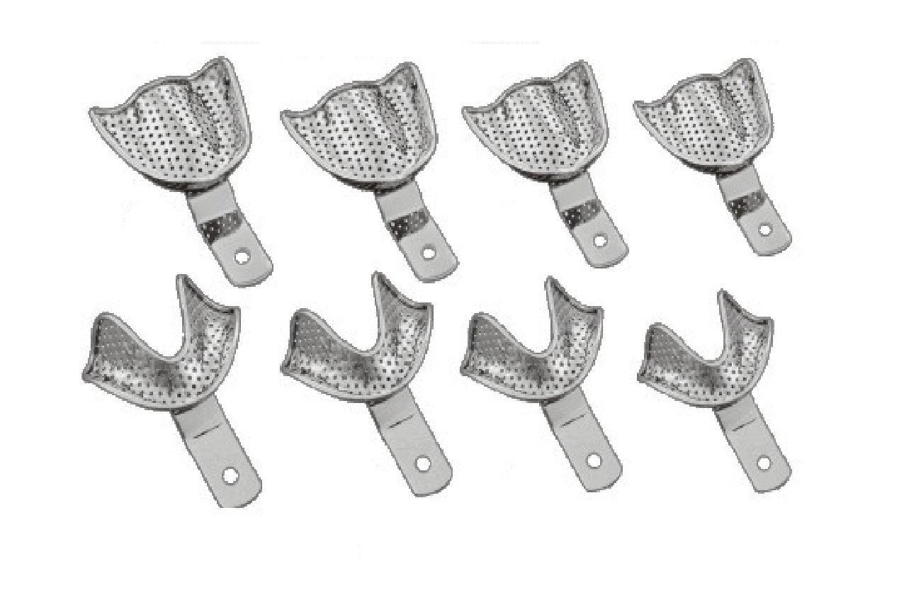 Comdent 30-2558-8 Impressiont Trays, Perforated Full Denture, Set Of 8