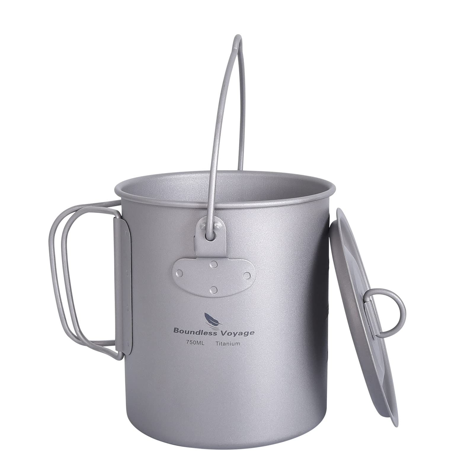 Boundless Voyage Outdoor 750ml Titanium Pot With Folding Bail Handle Camping Hiking Picnic Ultralight Portable Water Bottle Cup Mug Spork Set