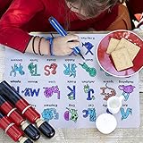 Kanacci Painting Silicone Kids Placemat Foldable Washable with 12 Nontoxic Markers for Children Drawing Painting Non Slip & Soft