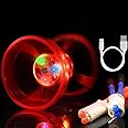Rechargeable LED Diabolo Toy Set - Lightweight, Durable, with Vibrant Light Effects - Perfect for Beginners and Performers - Complete Kit with Sticks and Spare Strings (Red)