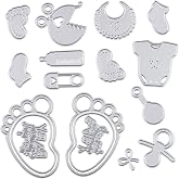 LANGFON Baby Shower Cutting Die Baby Products Die Cuts for Card Making Cute Infant Foot Dies for Baby Shower Decoupage DIY Scrapbooking Photo Album Card Craft Birthday Decor Stencil Template Tool