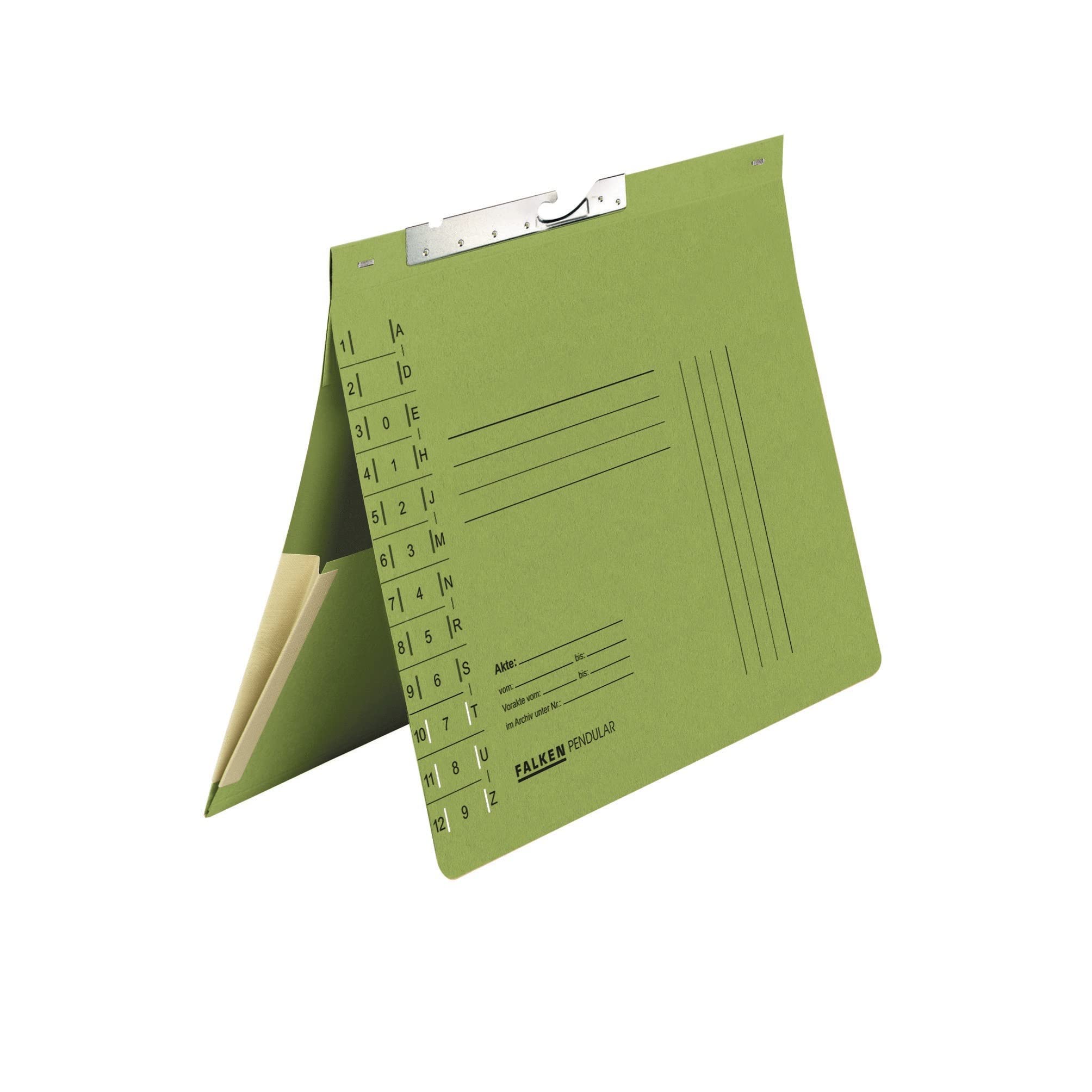 Exacompta - Ref 15033814000F - FALKEN - Pendular Pendel Bottom-Up Flat Files with Index Slots - A4 (210 x 297mm) in Size, 320gsm Recycled Manilla - Green (Pack of 50)