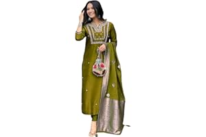 The Red Lion Enterprise Women's Partywear Anarkali Salwar Suit alia cut Embridery Kurti dress 3pc Set