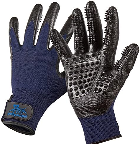 Pet Grooming Gloves - Left & Right - Enhanced Five Finger Design - for Cats, Dogs & Horses - Long & Short Fur - Gentle De-Shedding Brush - Your Pet Will Love It