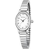 BOFAN Small Gold Watches for Women Easy Read Ladies Quartz Wrist Watch with Stainless Steel Expansion Band,Waterproof.