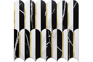 DICOFUN 10-Sheet Black & White Peel and Stick Backsplash for Kitchen, PVC Stick on Backsplash Wall Tiles