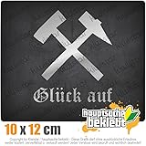 Autoaufkleber 'Bergbau - Glück Auf!' - Mattweiß 10x9cm Für Heckscheibe