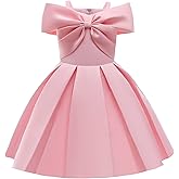 Uhnice Flower Girl Formal Dress Off Shoulder Bowknot Wedding Ball Gown