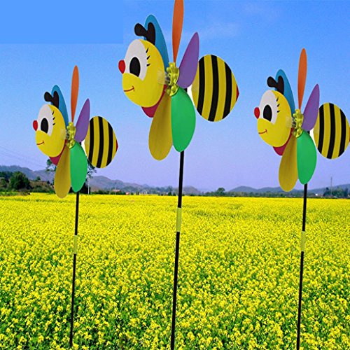 Jili Online 3D Large HoneyBee Shaped Windmill Wind Wheel Whirligig Garden Lawn Yard Decoration