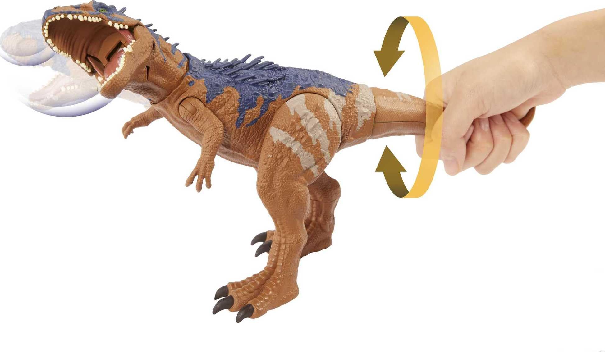 Mattel Jurassic World Massive Biters Dinosaur Action Figure, Siats Meekerorum Large Dino Toy with Tail-Activated Strike & Chomping Motion