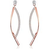 SBLING Platinum-Plated or 18K Gold Plated or 18K Rose Gold Plated Cubic Zirconia Drop Earrings