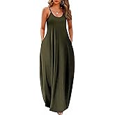 Wolddress Womens Maxi Dress with Pockets 2026 Casual Strap Plus Size Loose Plain Long Office Summer Beach Travel Dresses S-5X