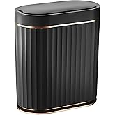 ELPHECO Black Bathroom Trash Can with Lid 2 Gallon Sensor Trash Bin, Automatic Narrow Garbage Can, Waterproof Smart Trash Can, Slim Motion Sensor Waste Bins for Bathroom, Living Room, Office
