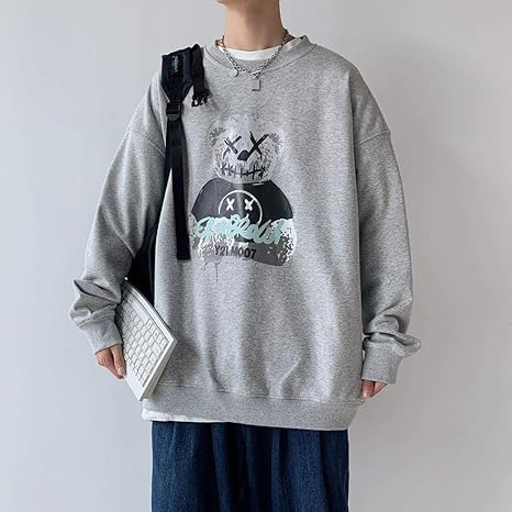 Sudadera gris oversize hombre Clearance