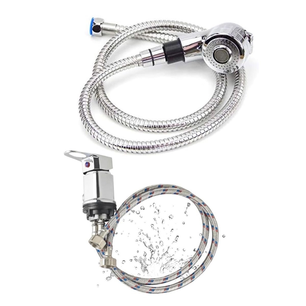 Mixer Taps Sprayer Set Hairdressing Salon Basin Handheld Shower Head Sink Tap Set with side ball valve male pipe threads