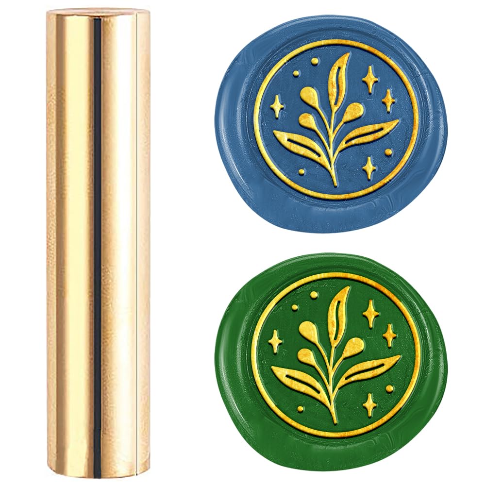 DELORIGIN Christmas Eucalyptus Mini Brass Stamp Gun Wax Seal Vintage 15mm Sealing Stamps for Wedding Invitations Envelopes Christmas Wine Packing Greeting Cards Embellishment Gift Bottle Decor