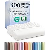 Extra Deep Cotton Fitted Sheet King Size - 400 Thread Count - White | Single Fitted Bottom Sheet Only, 100% Cotton, Fits 18 to 24 Inch Deep Mattress, Hotel Luxury, Soft, Breathable &amp; Cooling