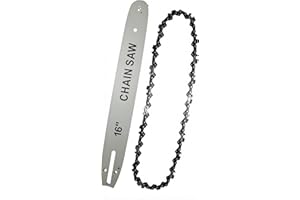 16 Inch Chainsaw Chain and Guide Bar for Craftsman Echo Homelite Poulan Husqvarna Ryobi Greenworks, 3/8" LP Pitch .050" Gauge