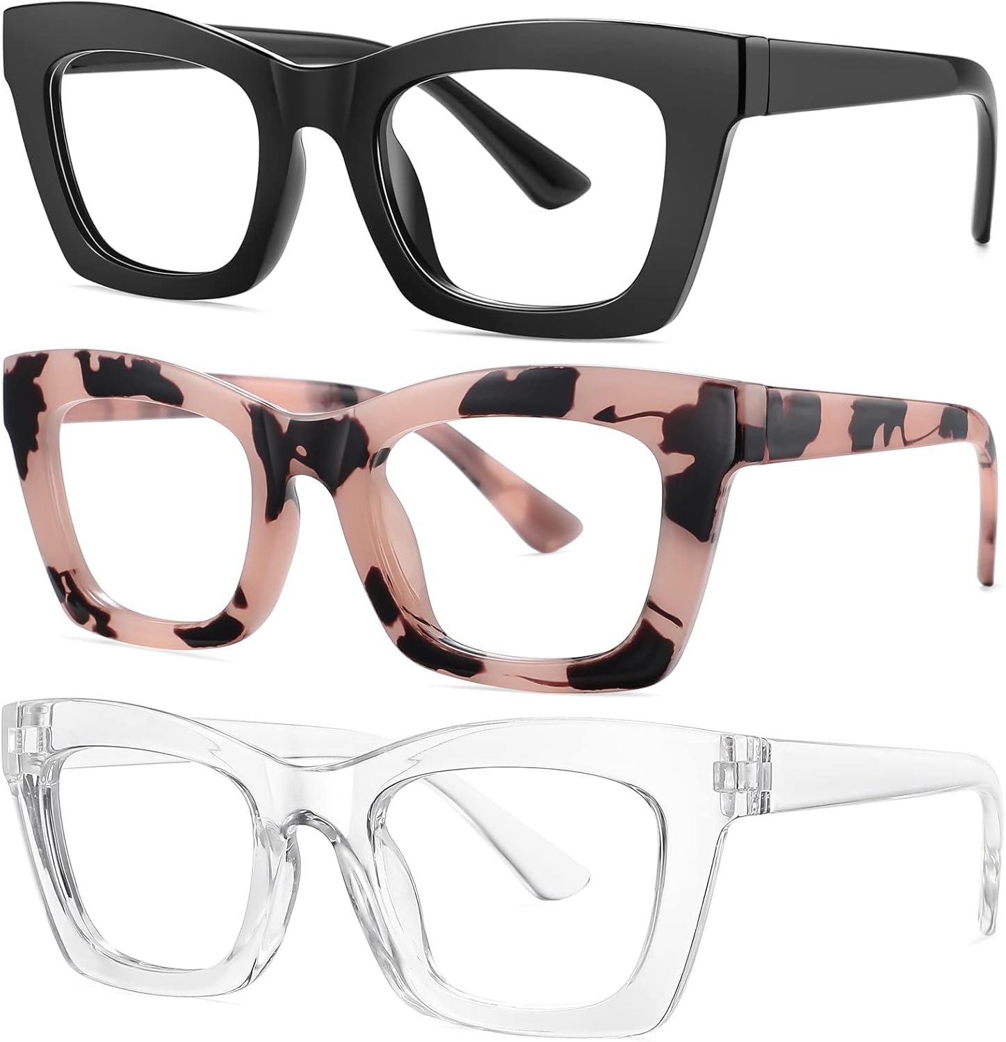 Photo 1 of Okany Blue Light Blocking Glasses for Women Men Fashion Computer Screen Gaming TV Phones Anti Eyestrain & UV Glare Glasses 3 Pack