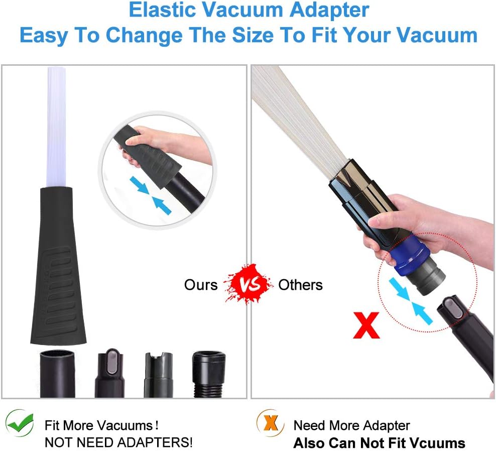 PetOde Universal Vacuum Attachment Dusty Brush Dust Cleaning Sweeper Vacuum Duster Attachment with Universal Adapter Flexible Tiny Tubes Dust Daddy -
